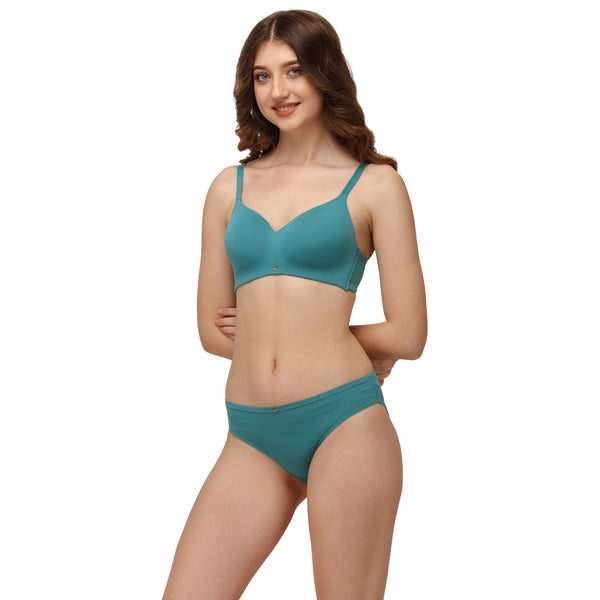 Full coverage Padded Non-wired Seamless Bra with Medium coverage brief SET CB-129/ 1130
