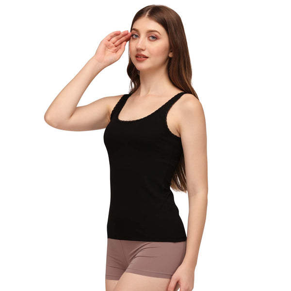 Cotton spandex Camisole with Lace Detailing-SC-10
