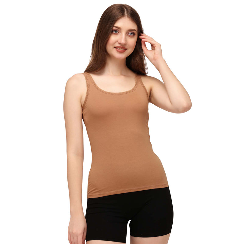 Cotton spandex Camisole with Lace Detailing-SC-10