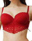 Semi/ Medium Coverage Wired Demi Cup Lace Bra with Brief- SET FB- 546-1544