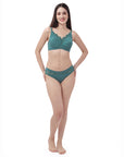 Non Padded Non Wired Lace Bra with Full Coverage High Waist Brief SET 706-1706