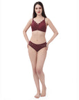 Non Padded Non Wired Lace Bra with Full Coverage High Waist Brief SET 706-1706