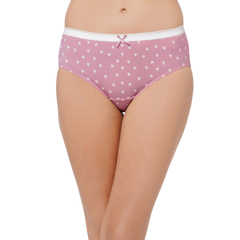 High Rise Full Coverage Solid and Printed Cotton Stretch Hipster Panty (Pack of 6)