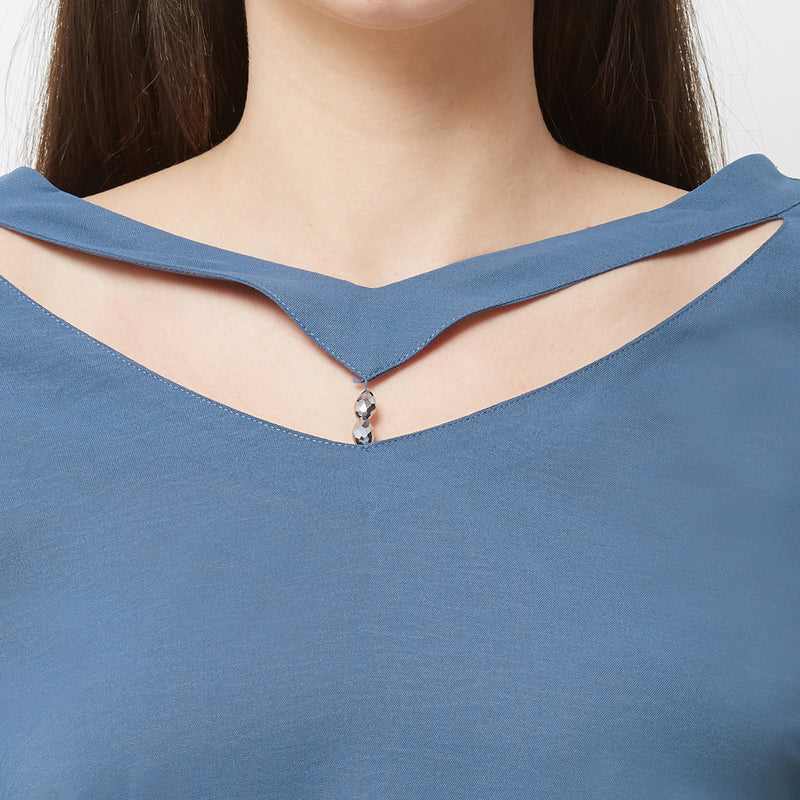 SOIE Women's Embellished  Choker Neck Top