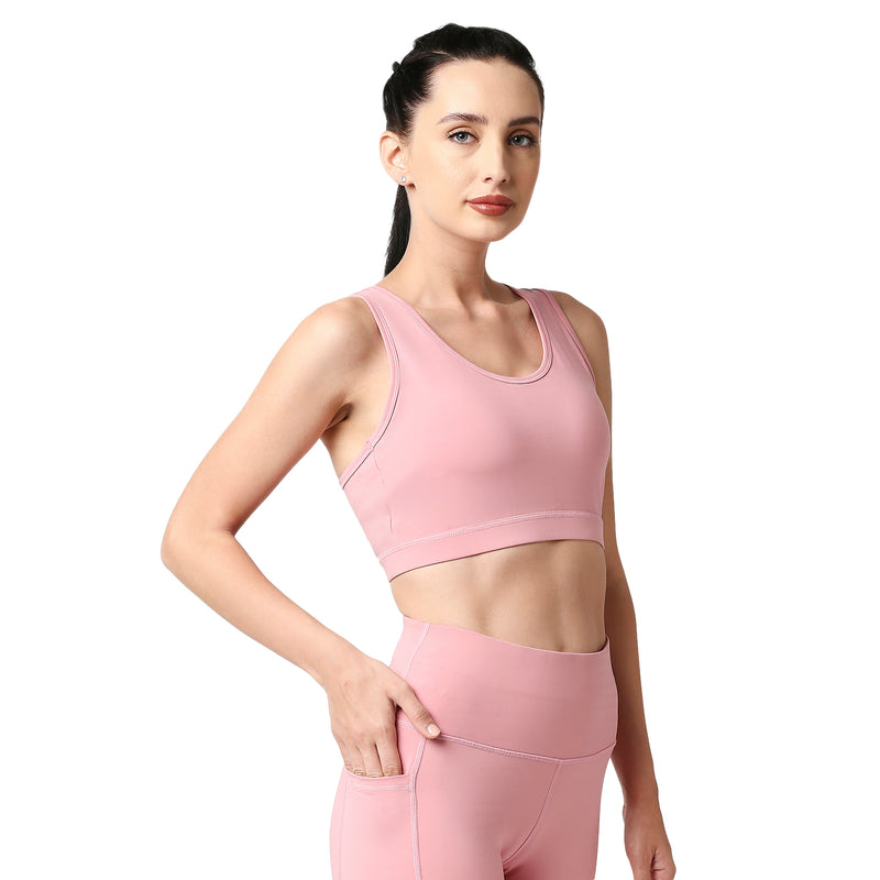 Aoma'' Light Pink - Solid Leggings and Sports Bra Set - Soulmate Yoga