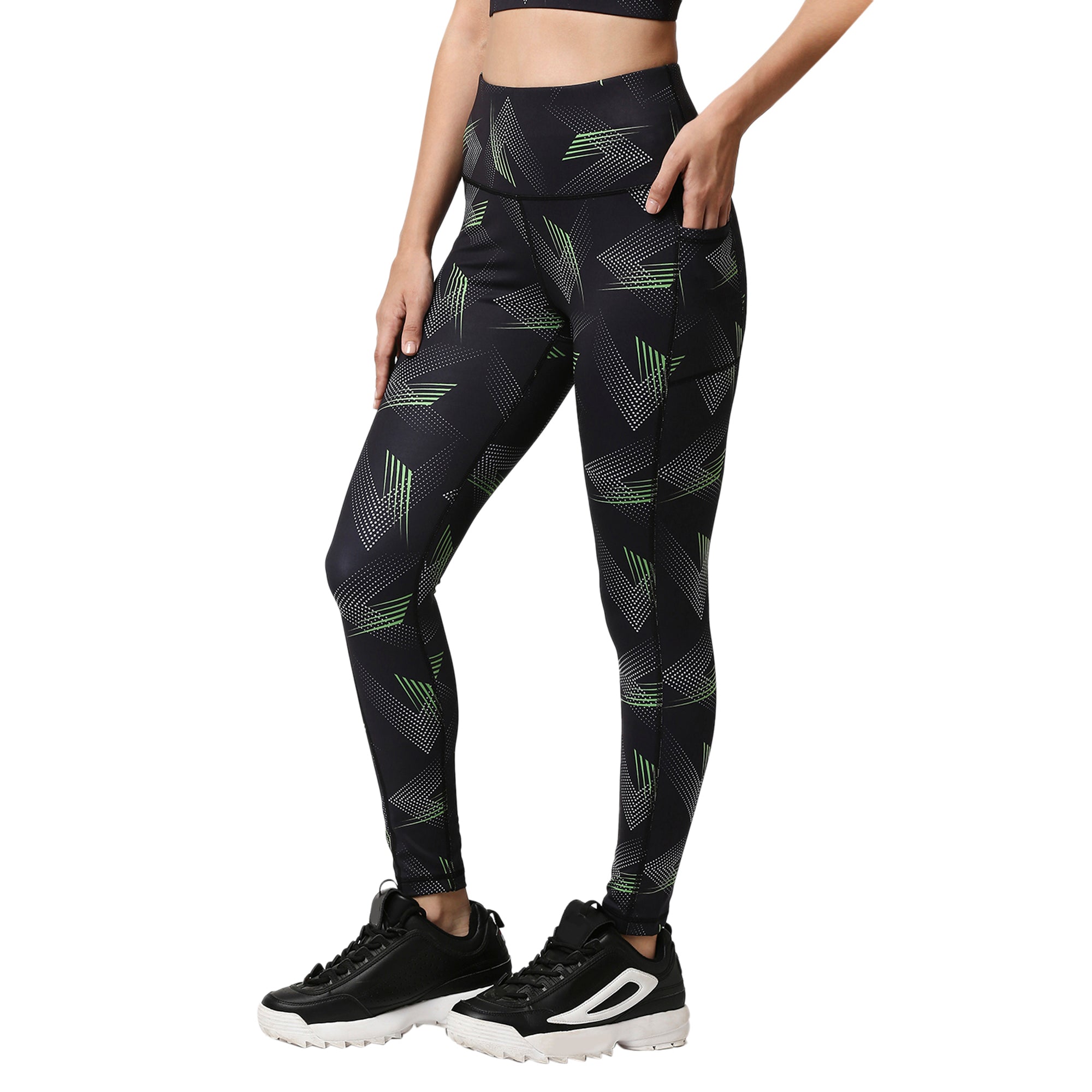 Set of Medium Impact Racerback Sports Bra and High Waist Ankle Length Sports Leggings With Pockets SET AT-4 AT-3