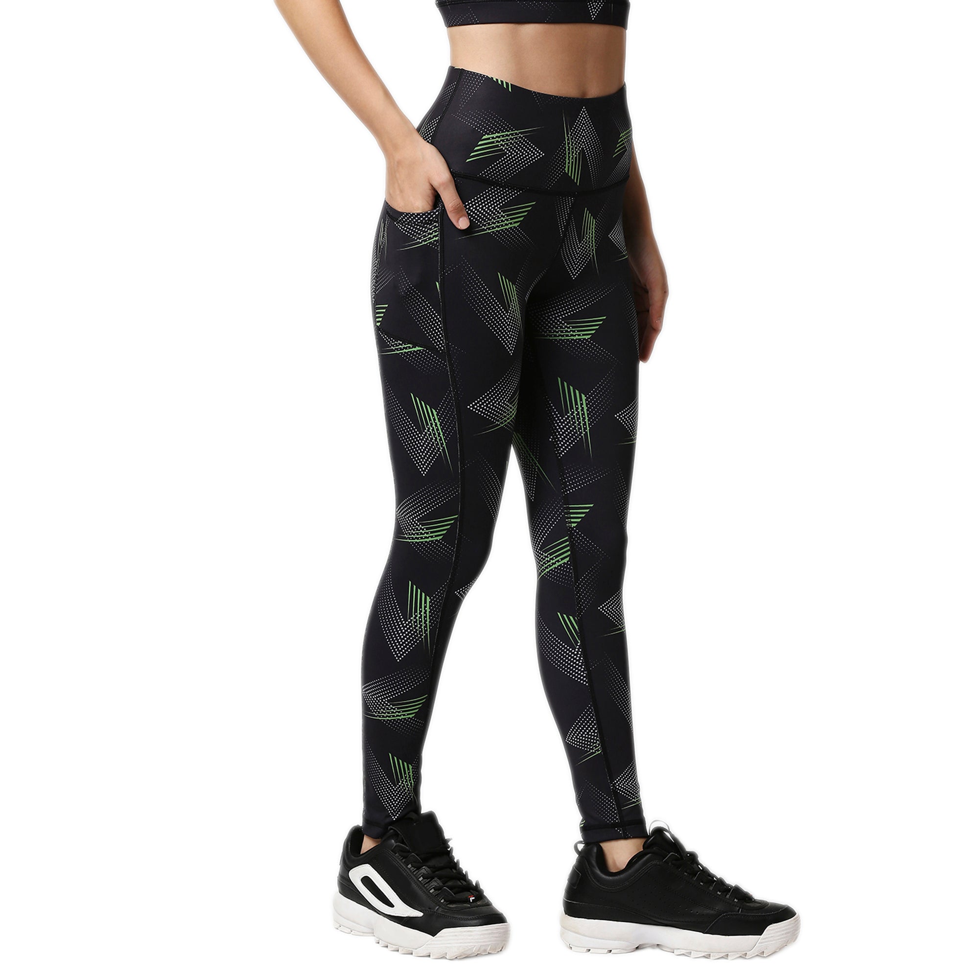 Set of Medium Impact Racerback Sports Bra and High Waist Ankle Length Sports Leggings With Pockets SET AT-4 AT-3