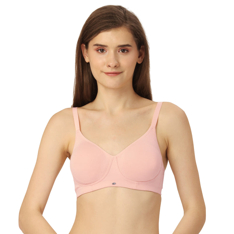 Non Padded Non Wired Full Coverage Cotton Spandex Encircled T-shirt Bra
