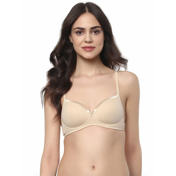 Buy SOIE Full Coverage Padded Non Wired Bra and High Rise Full Coverage  Brief Lingerie Set, Cloud, 30B/S at