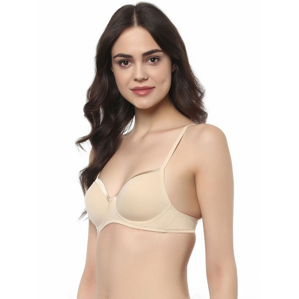 Buy Soie Double Layered Non Wired Full Coverage Bra - Nude at Rs