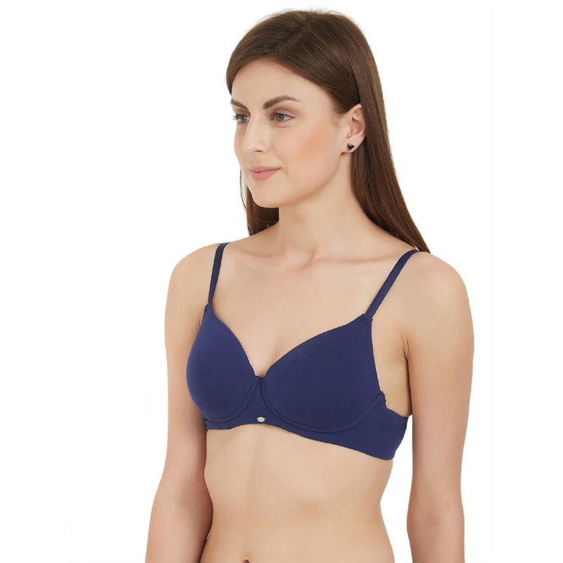 Buy Soie Double Layered Non Wired Medium Coverage Bra - Navy Blue at Rs.740  online