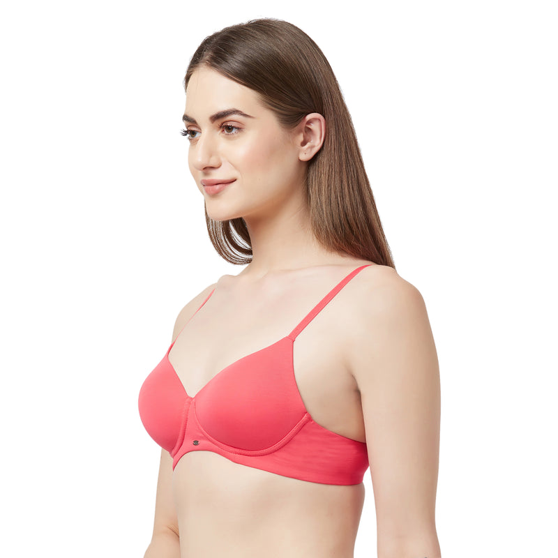 Buy Soie Padded Non Wired Full Coverage T-Shirt Bra - White at Rs
