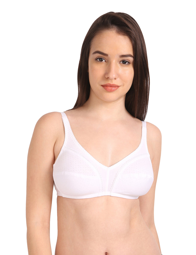 Cotton Bra for Teenager and Women, Non Padded, Non Wired, Full Coverage (32  B) Pack of 2 White