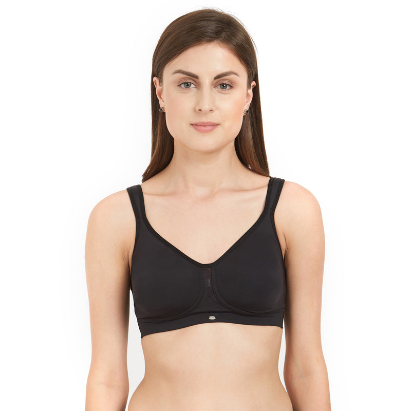 Buy SOIE Women's Full Coverage M Frame Non-Padded Non-Wired Seamed Bra  Black at