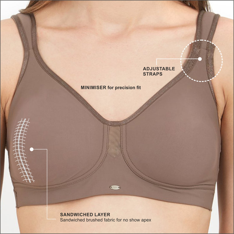 Buy Soie Woman's Solid Minimizer Full Coverage Non-Padded Non Wired Bra  Online at desertcartKUWAIT