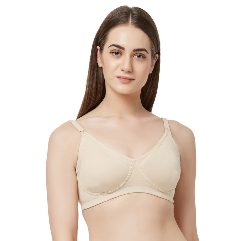 SOIE Full Coverage Padded Non Wired Maternity Bra-Nude