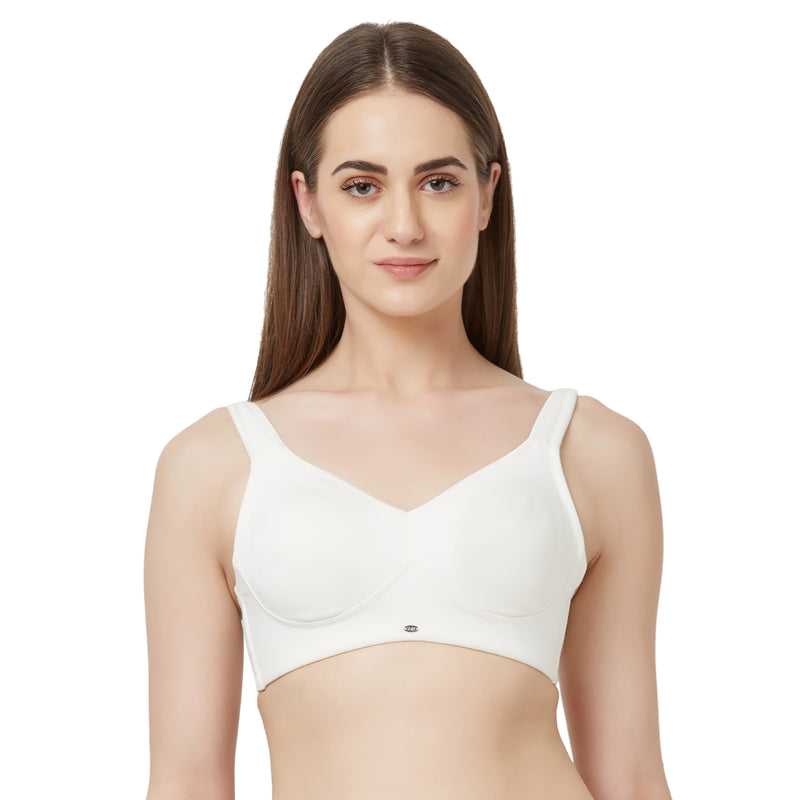 Buy SOIE Non Padded Non-Wired Full Coverage Stretch Cotton Minimizer Bra-White  online