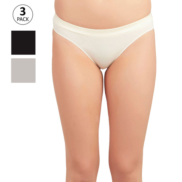 Cotton Solid Satin Panelled Panty Combo-CP-1103 (PACK OF 3)