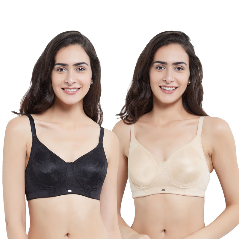 Full Coverage Encircled Non Wired Bra (PACK OF 2)-COMBO-CB-326