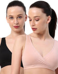 Mystical Rose & Black Non Padded Non Wired Lounge Bra (PACK OF 2) BB-05
