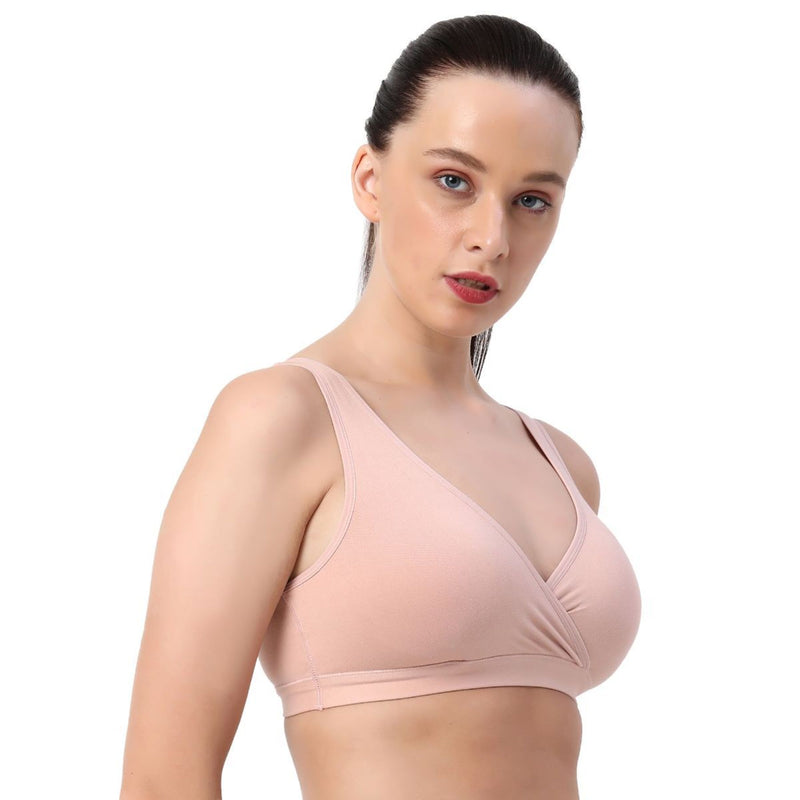 Mystical Rose & Black Non-Padded Non-Wired Lounge Bra-BB-05-(PACK OF 2)
