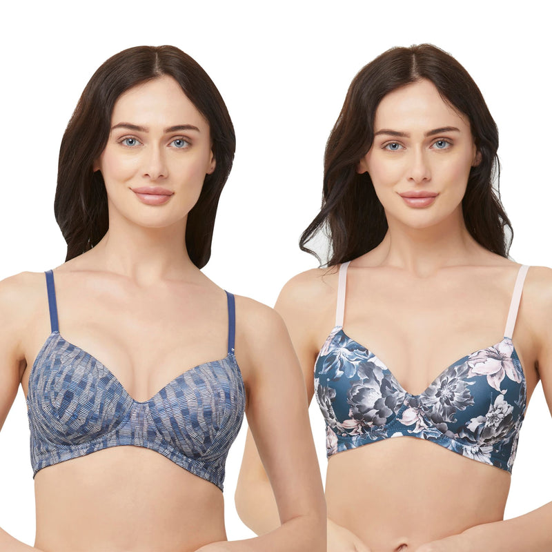 Semi Coverage Padded Non-Wired Bra (PACK OF 2)