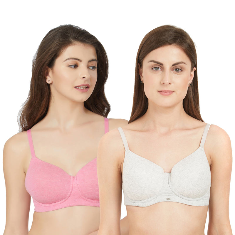 Full Coverage Padded Non-Wired T-shirt Bra (PACK OF 2)-COMBO CB-124