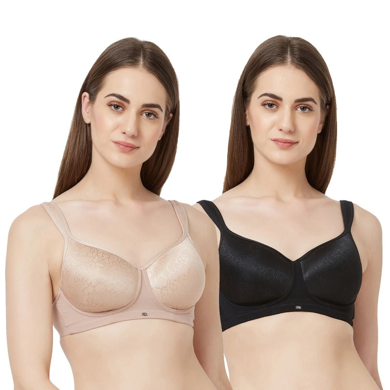 Full Coverage Padded Non-Wired T-shirt Bra(PACK OF 2)