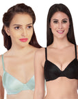 Semi Coverage Non Padded Wired Satin Seamed Bra  (PACK OF 2)-COMBO CB-202
