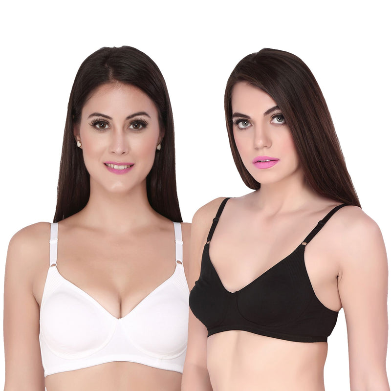 Semi Coverage Encircle Non-Padded Non-Wired Cotton Bra (PACK OF 2)-COMBO CB-305