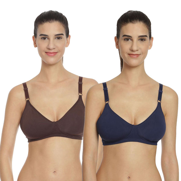 Semi Coverage Encircle Non-Padded Non-Wired Cotton Bra (PACK OF 2)-COM –  SOIE Woman