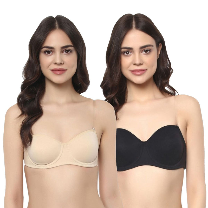 Medium Coverage Non Padded Non Wired Muiltyway Bra(PACK OF 2)