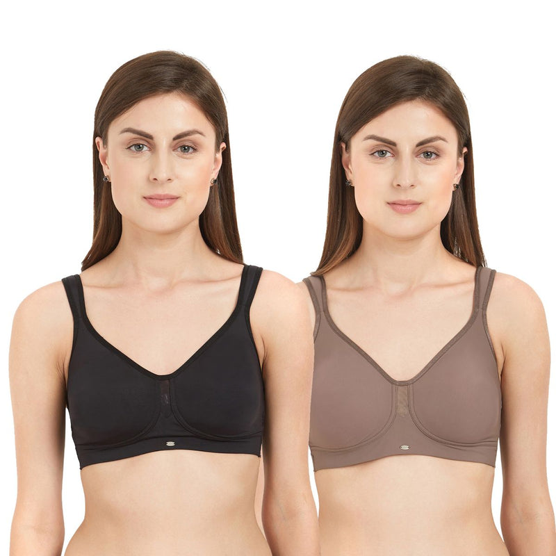 Buy Soie Full Coverage Minimiser Non-Padded Non-Wired Bra (Pack Of2) -  Assorted at Rs.2166 online