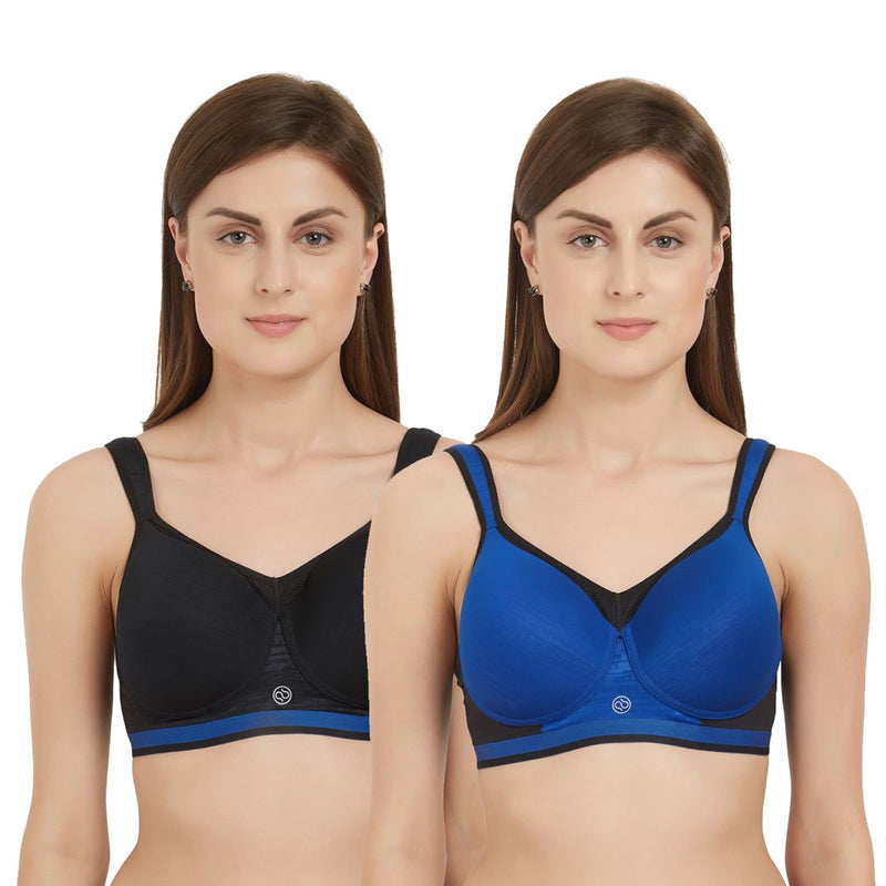 Buy SOIE Full Coverage High Impact Padded Non Wired Sports Bra-Pack of  2-Multi-Color online