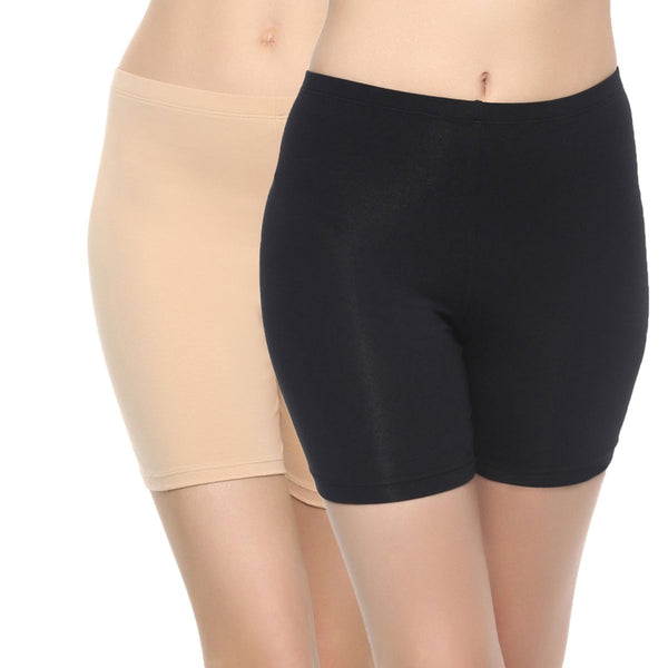 Solid Cotton Spandex Cycling Shorts-CS-1 (PACK of 2)