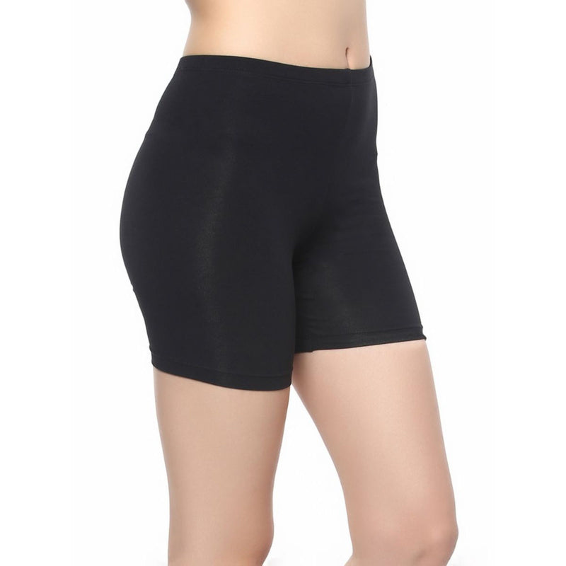 Solid Cotton Spandex Cycling Shorts-CS-1-PACK OF 3