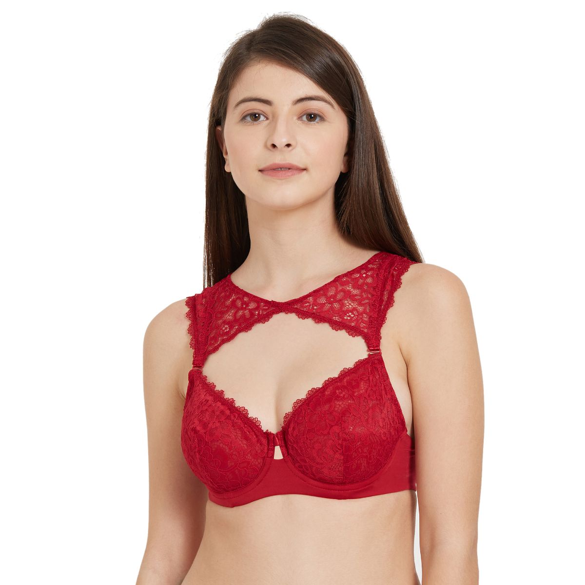 Semi/Medium Coverage Non Padded Wired Lace Demi Cup Bra (Pack Of 2) FB-545