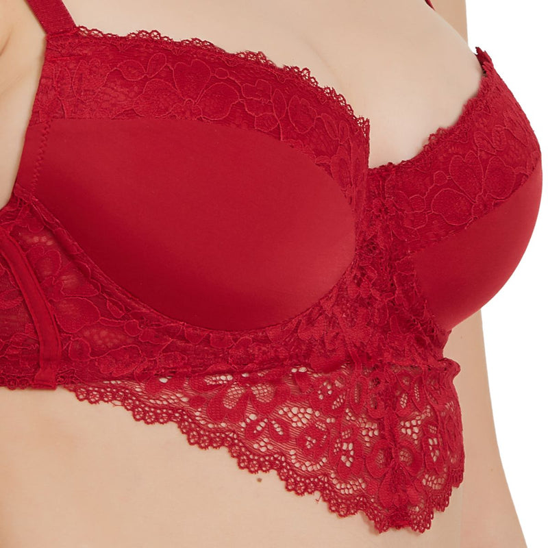 Semi/Medium Coverage Padded Wired Lace Demi Cup Bra (Pack Of 2)