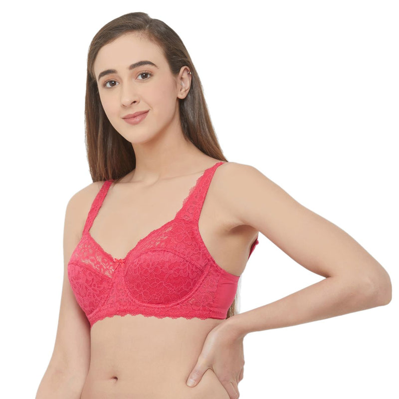Full Coverage Non Padded Wired Lace Bra(Pack Of 2)