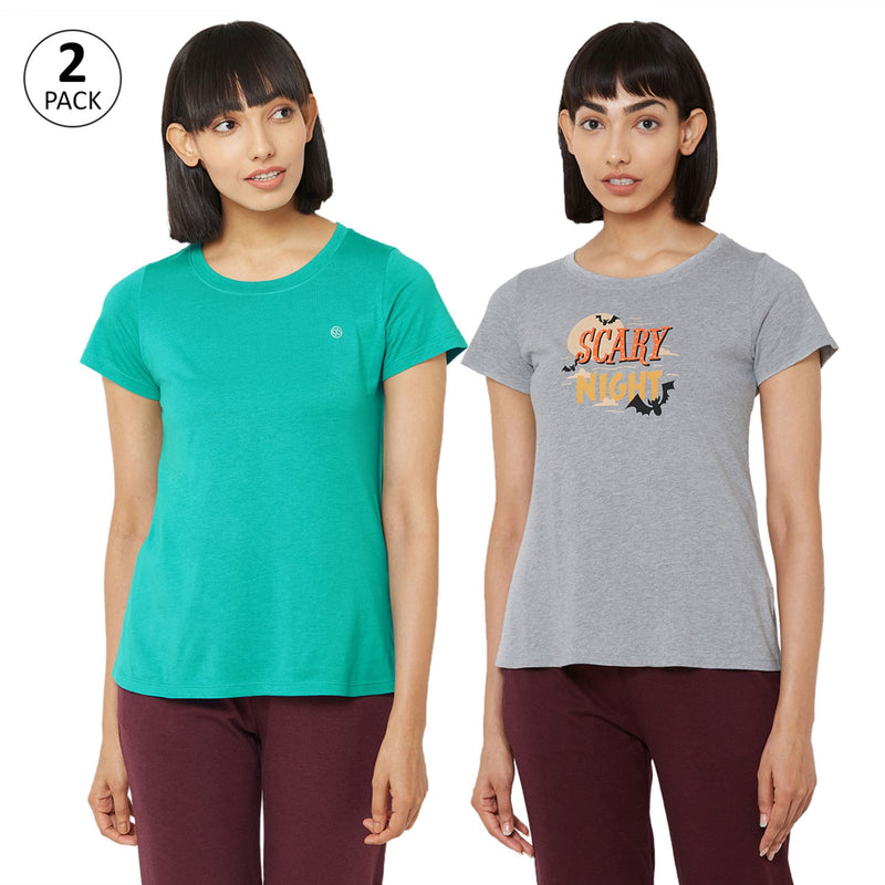 Soft Cotton Modal Solid & Printed Lounge T-shirt (PACK OF 2) Pack 6