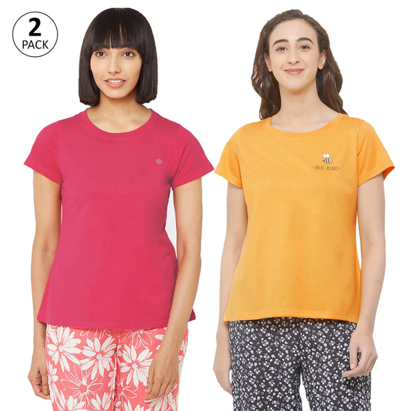 Soft Cotton Modal Solid & Printed Lounge T-shirt (PACK OF 2) Pack 7