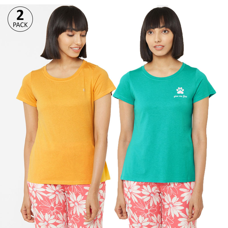 Soft Cotton Modal Solid & Printed Lounge T-shirt (PACK OF 2) Pack 8
