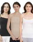 SOIE Woman - Solid Cotton Spandex Camisole (PACK OF 3) - Camisole -for Women