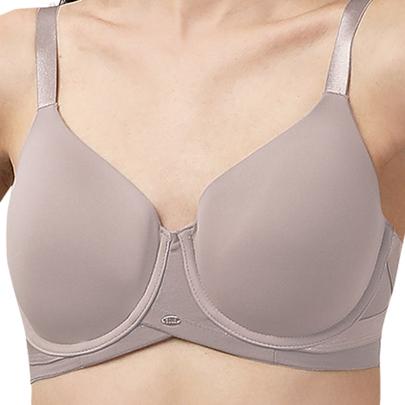 Full Coverage Padded Wired T-shirt Bra And High Rise Full Coverage Panty with Mesh Detailing