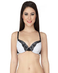 Medium-covered, Padded, Wired, lace Printed Plunge Bra-FB-517