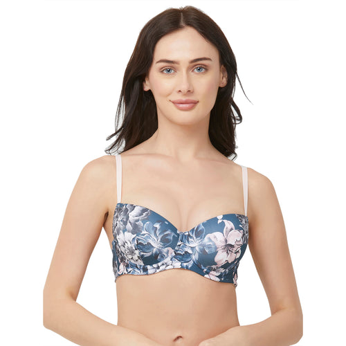 Semi/ Medium Coverage Wired Demi Cup Lace Bra with Brief- SET FB