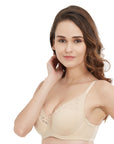 Medium coverage Non Padded Wired Seamed Lace Bra-FB-608