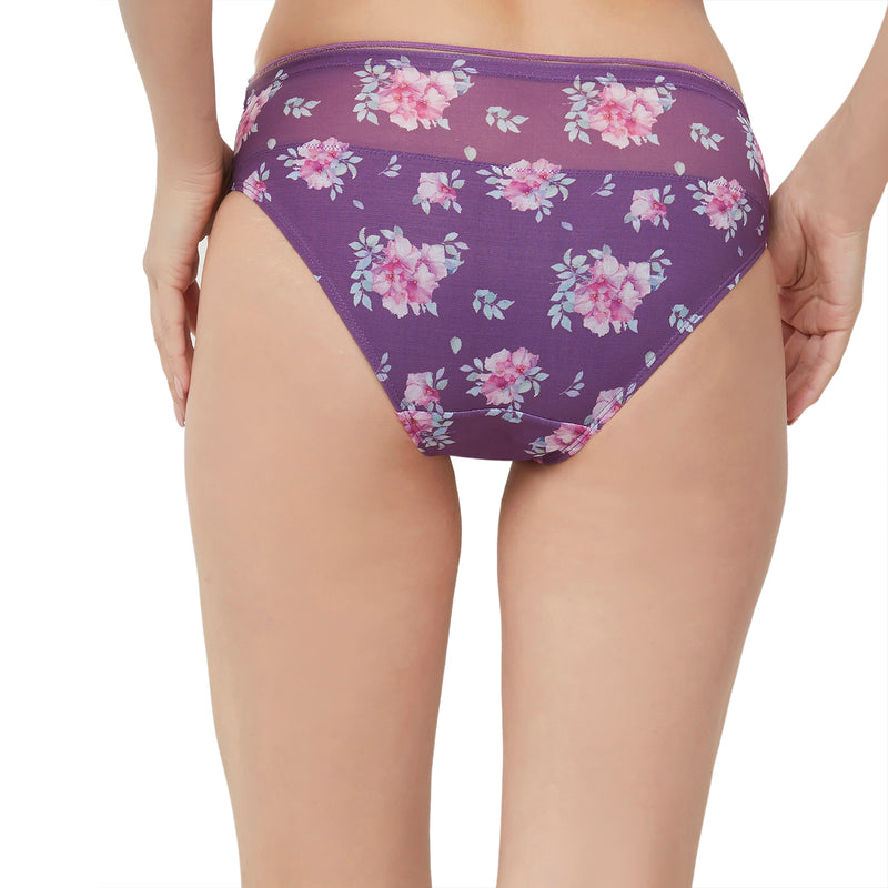 Violet Printed Mesh Fabric Hipster Brief-FP-1532 – SOIE Woman