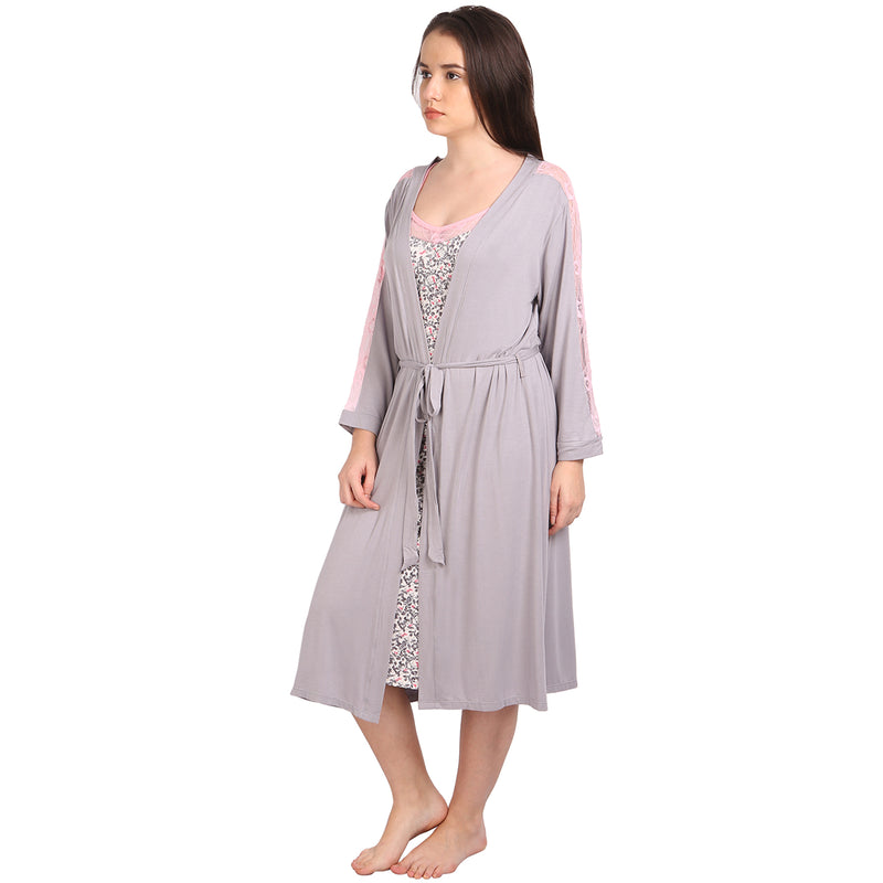 Buy Houndstooth 100 Cotton Printed Purple Women LargeX Large Loungewear Robe  Set With Pyjama Online  Maspar