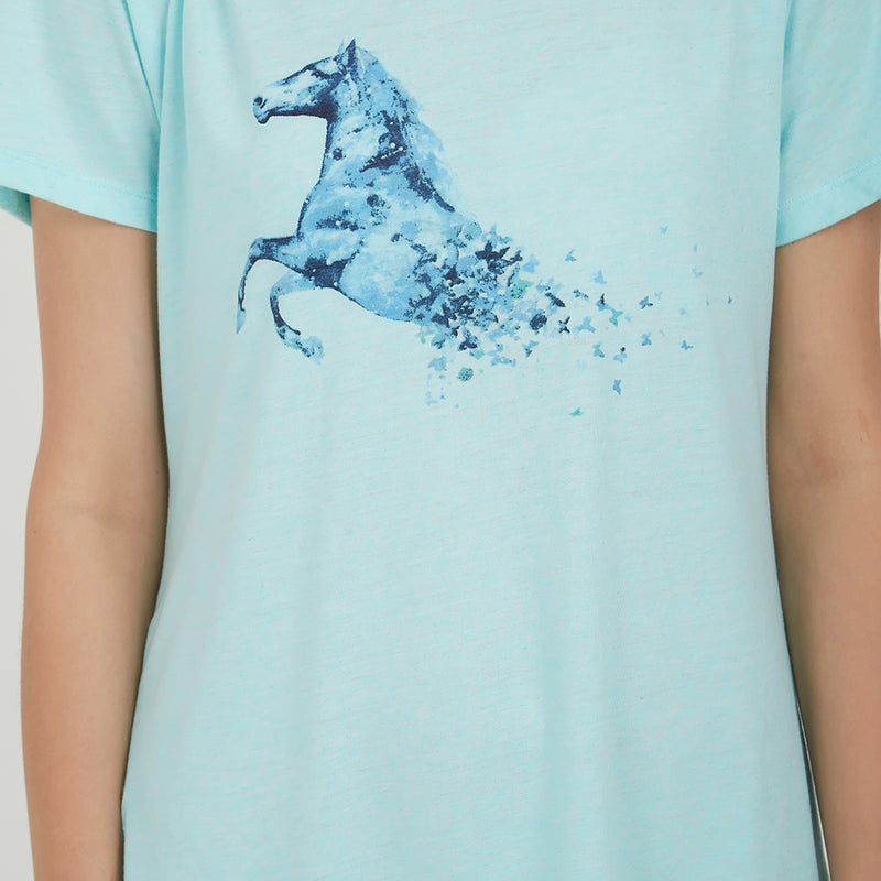 V Neck Printed Sleepshirt NT-99-HORSE